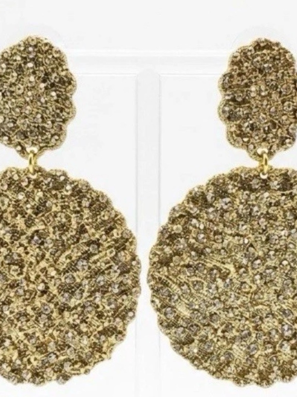 Roni Blanshay Dangle Gold
Crystal Metal Lace Earrings - Clip